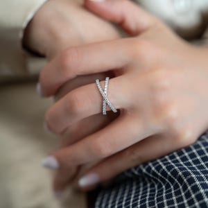 X Criss Cross Ring Minimalist Stackable Dainty Band Gold Vermeil Ring Gift For Her Statement Promise Engagement Anniversary Band