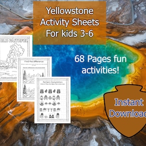 Libro de actividades de Yellowstone para niños Libro para colorear de Yellowstone Libro de rompecabezas de Yellowstone Animales de Yellowstone Libro de Yellowstone Jr Ranger Viajes