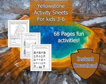 Yellowstone Activity Book for Kids: Puzzles, Mazes, Coloring (Digital Download)