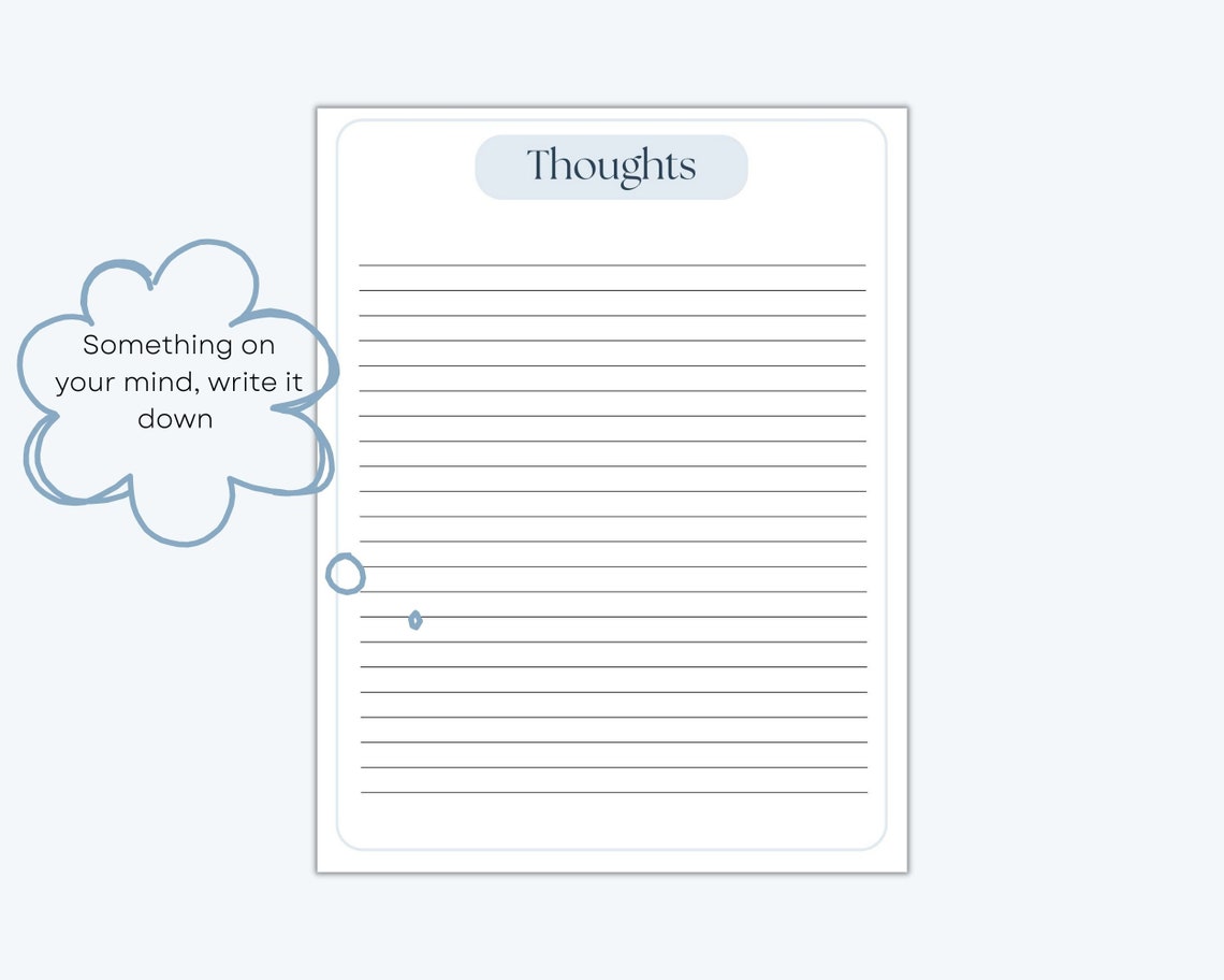 Lined Paper Thoughts Page Printable, Blue Notes Page Printable | A4 and ...