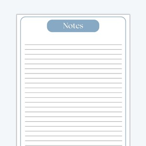Lined Notes Page Printable, Blue Border Notepad Paper | A4 & US Letter ...