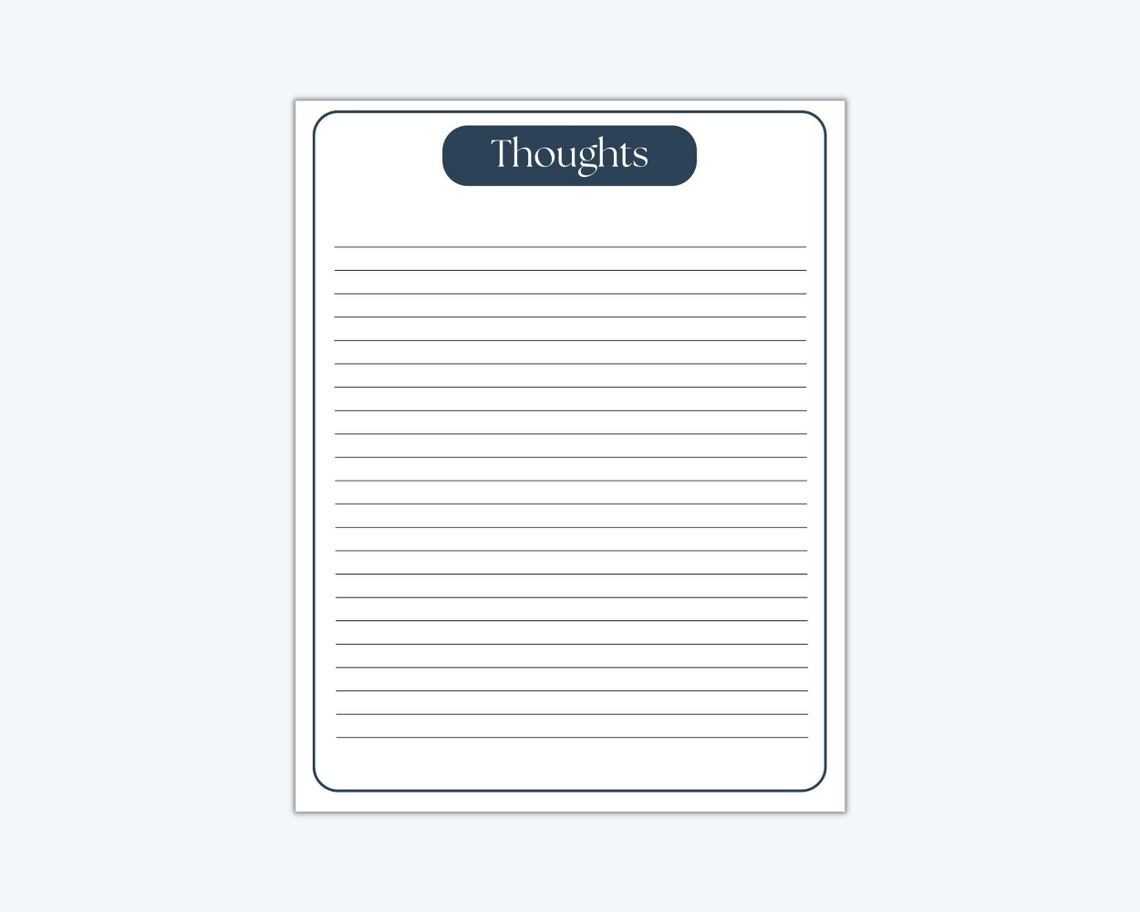 Lined Paper Thoughts Page Printable, Blue Notes Page Printable | A4 and ...