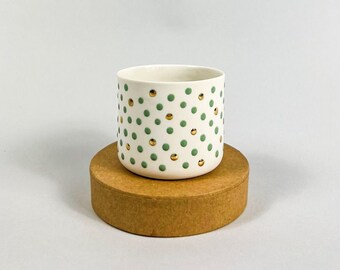 Dot Midi-White/Green/Gold Handmade Limoges Porcelain