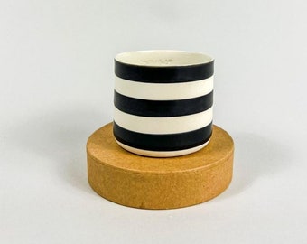 Striped Midi-White/Black Handmade Limoges Porcelain