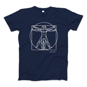 Leonardo Da Vinci Vitruvian Man Sketch T-Shirt Navy