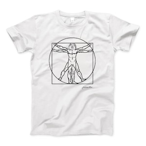 Leonardo Da Vinci Vitruvian Man Sketch T-Shirt White