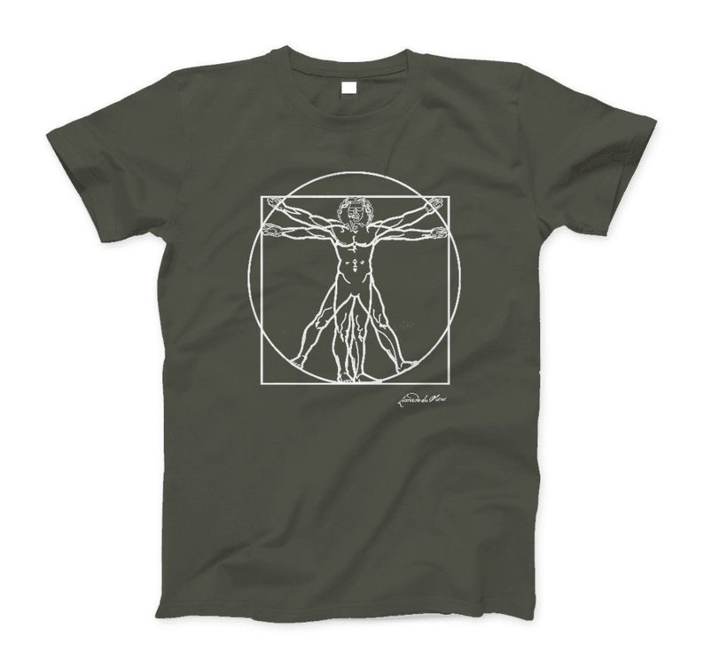 Leonardo Da Vinci Vitruvian Man Sketch T-Shirt Army