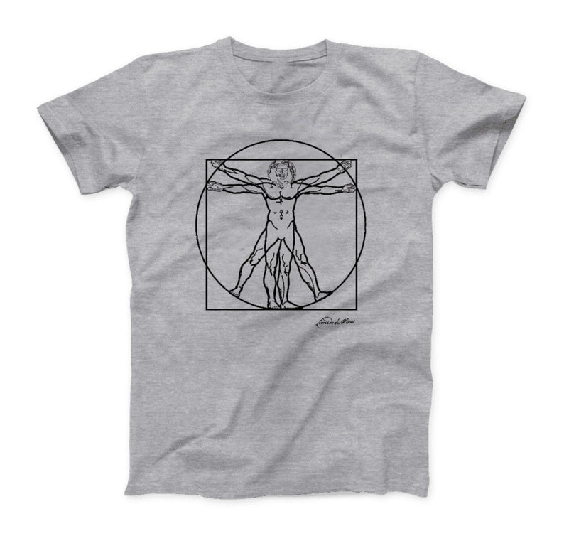 Leonardo Da Vinci Vitruvian Man Sketch T-Shirt Athletic Heather