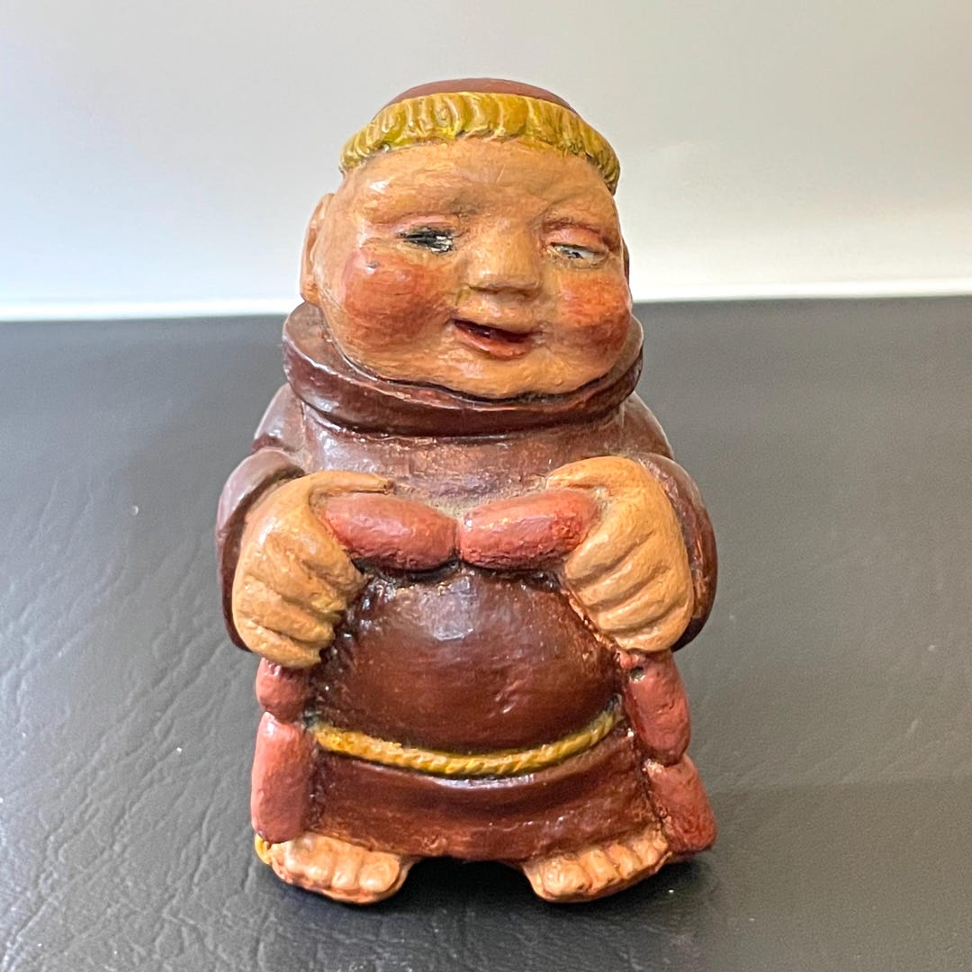 Vintage Happy Friar Holding a Rope of Sausages Figurine - Etsy