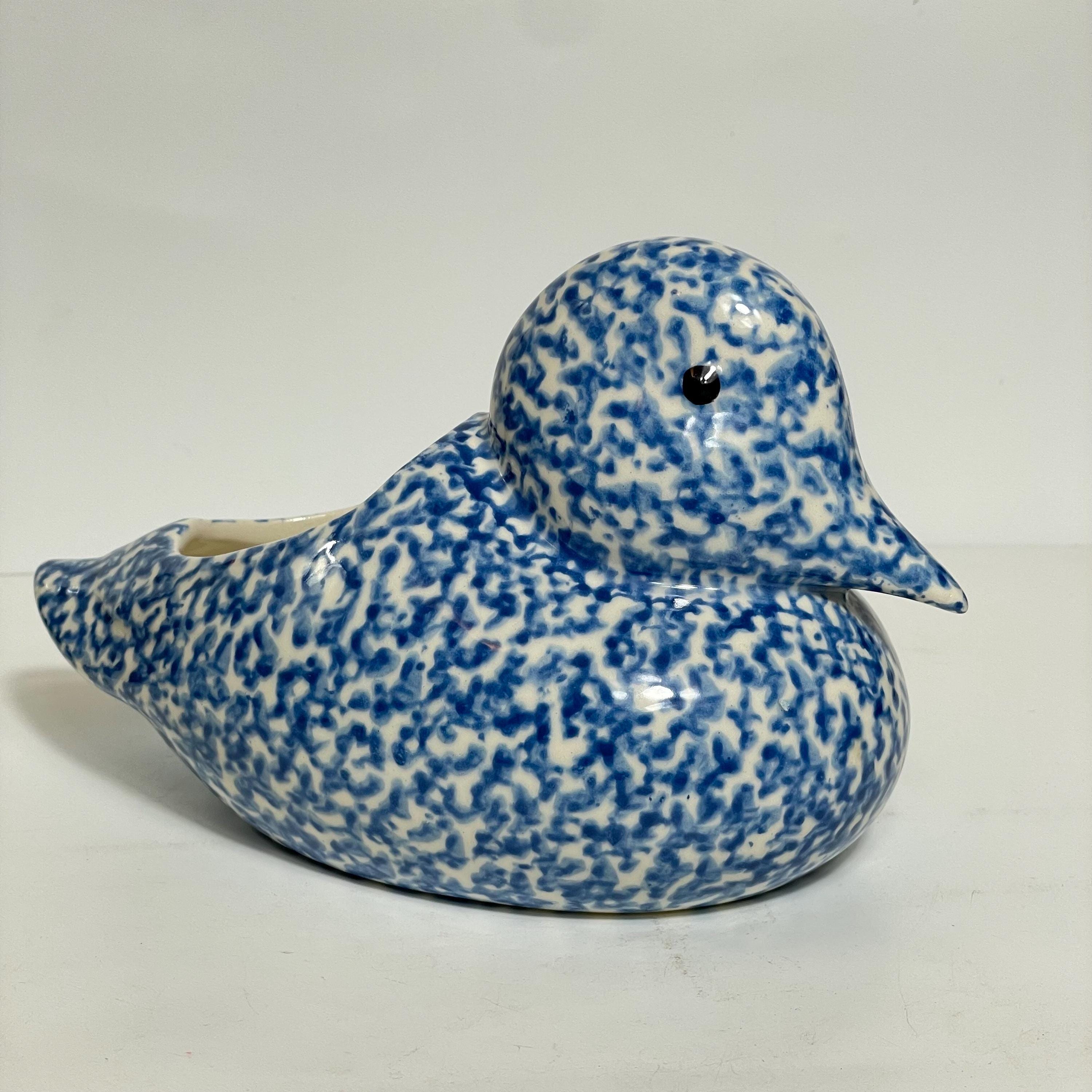 Vintage Ceramic Blue Duck Planter - Etsy