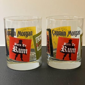 Captain Morgan Rum Drinking Glasses Born To Rum Set of 2