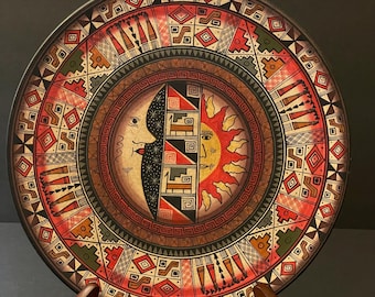 Vintage Hand Painted Peruvian Decorative Plate