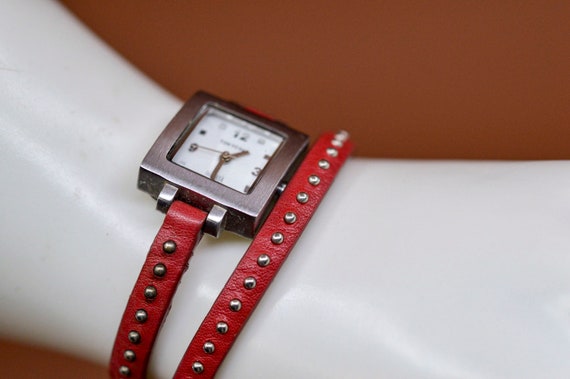 Tokyo Bay, silver tone with white dial, red , wra… - image 2