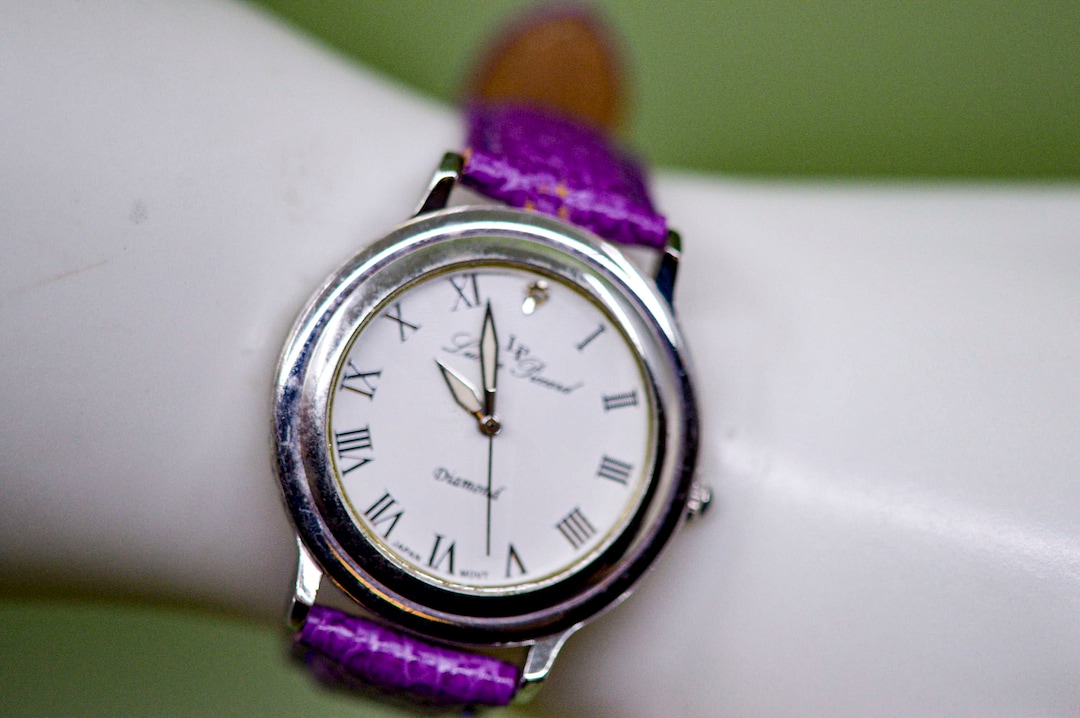 Lucien Piccard Silver Tone Purple Tone Bracelet Women s Wrist Watch Etsy Canada