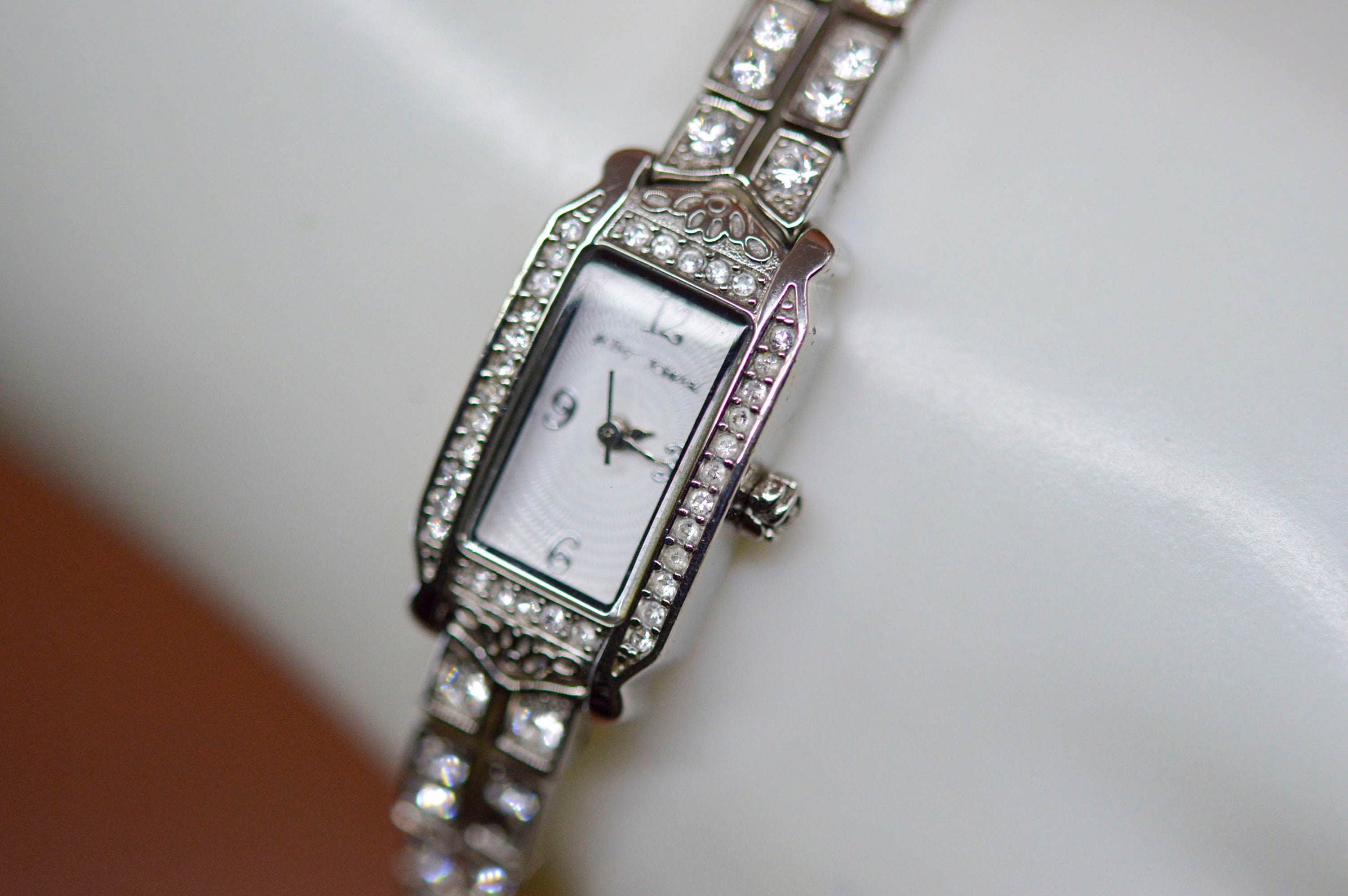 Betsy Johnson, Silver Tone With Crystals All Around, Womens