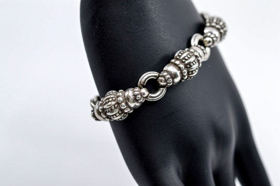 Silver tone , womens, mens. bracelet, marked "B" - image 3