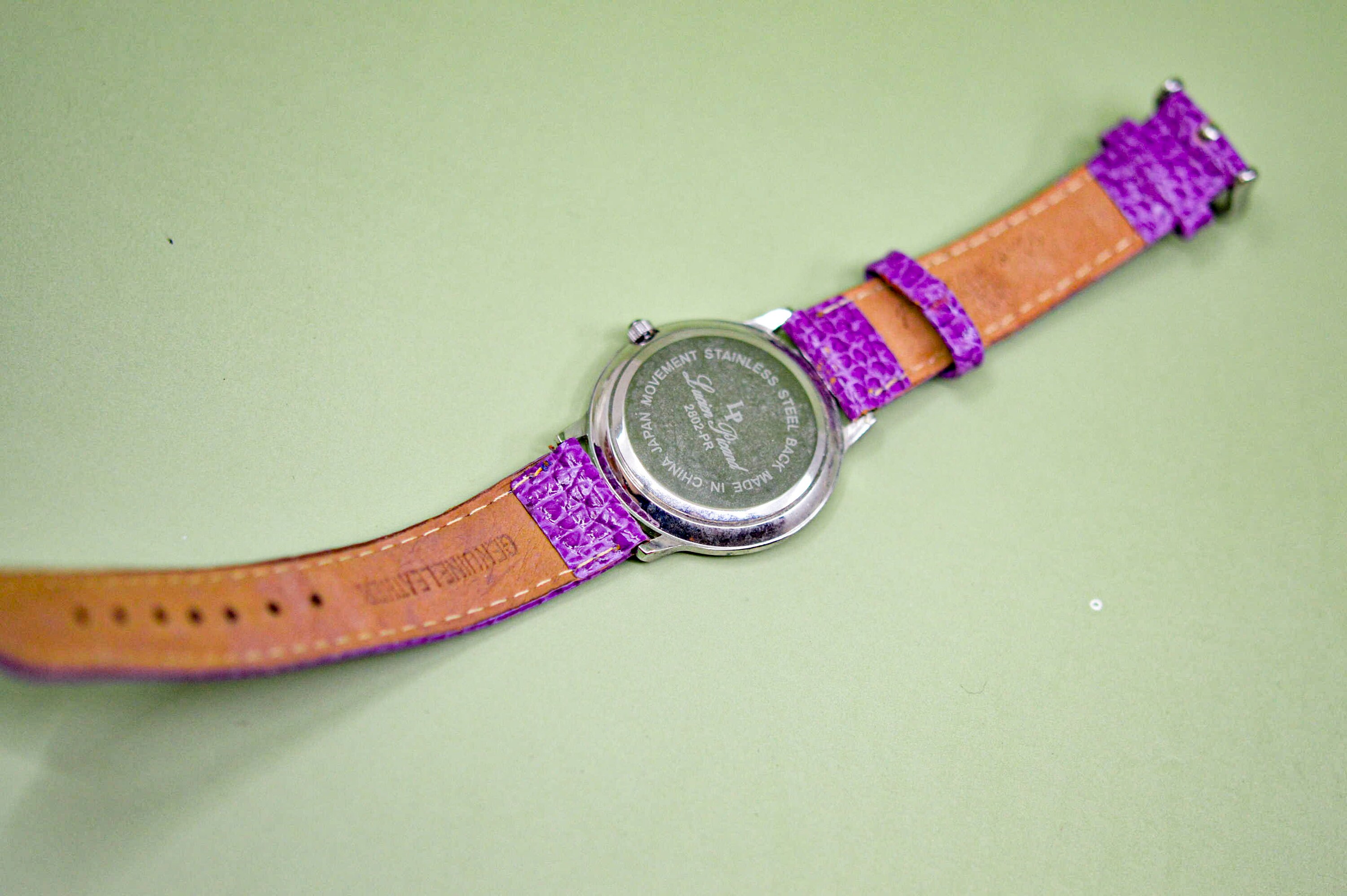 Lucien Piccard Silver-Tone Bracelet Watch with Pink Dial and Crystal Accents Lucien Piccard, Silver Tone, Purple Tone Bracelet, Women main image 3