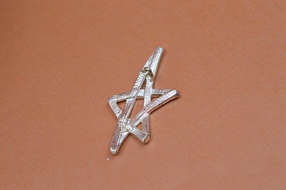 AK , siler tone with crystals, women's brooch View 3