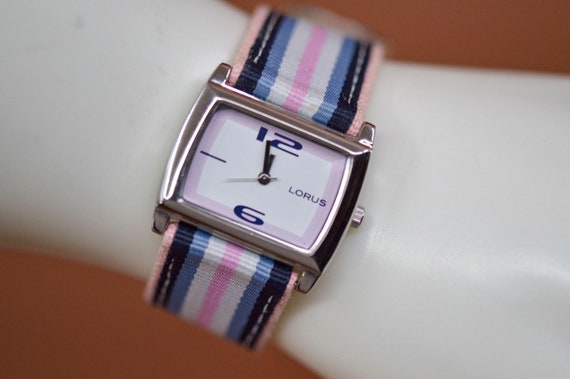 Lorus, silver tone, blue and pink tone, womens br… - image 1