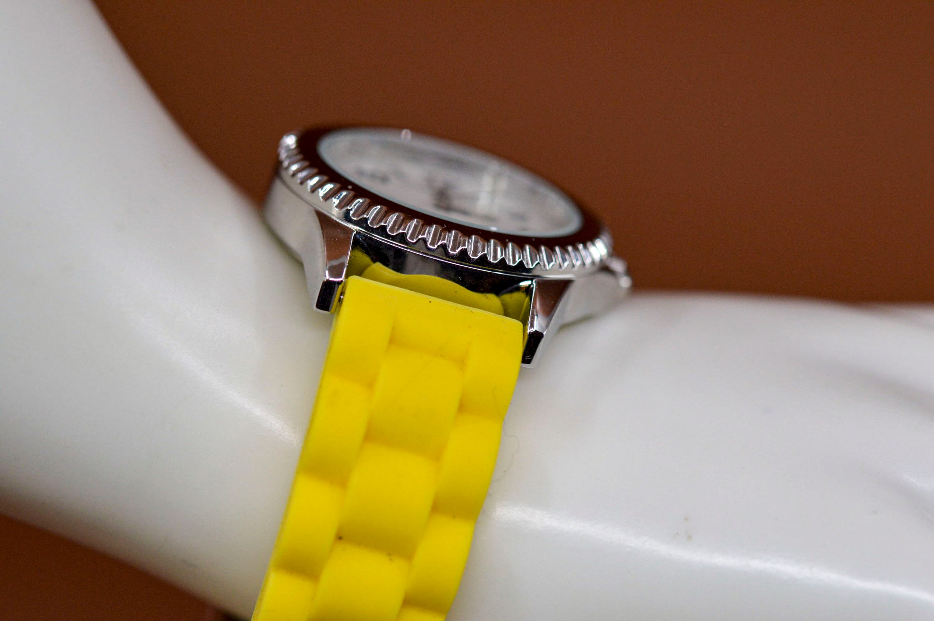 Anne Klein, Yellow and Silver Tone, White Dial, Womens 
