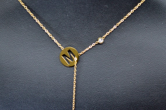 J and S , gold tone, womens, fashion "M" necklace… - image 2