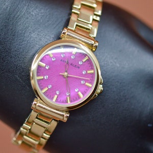 Anne Klein , Gold Tone, Pink Dial, Womens Wrist Watch - Etsy display picture 1