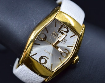 Joan Rivers Calssic , gold and white tone, womens, fashion , cuff watch