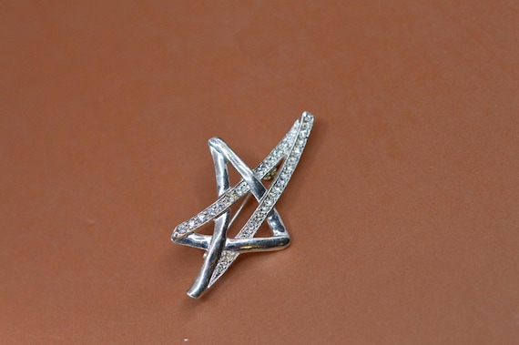 AK , siler tone with crystals, women's brooch View 2