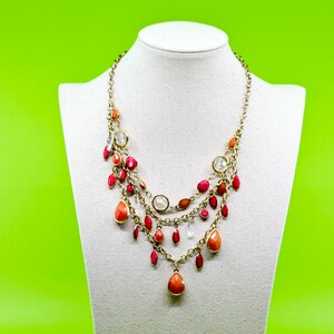 Red and gold tone, womens, fashion necklace