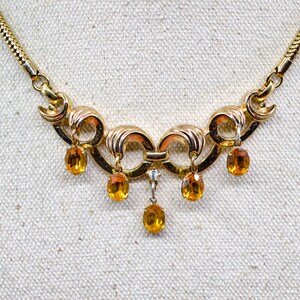 Gold tone with yellow crystals, women&#39;s fashion necklace