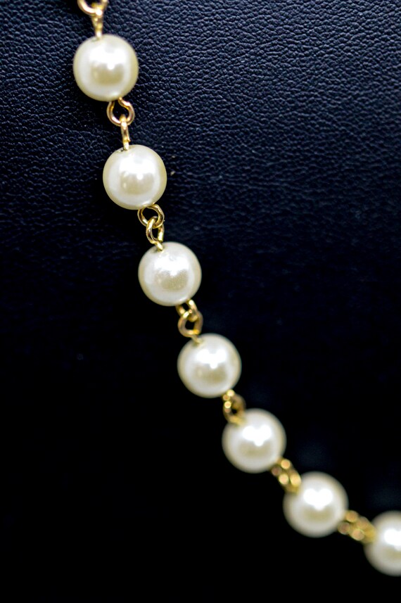 Gold tone with faux pearl beads, womens, long , f… - image 4