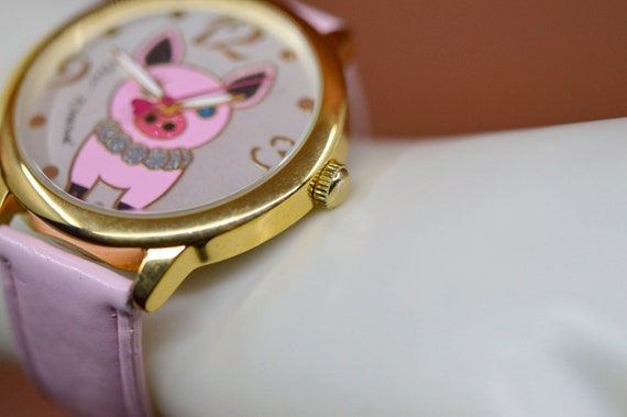 Betsey Johnson, gold tone , white dial, pink brac… - image 3