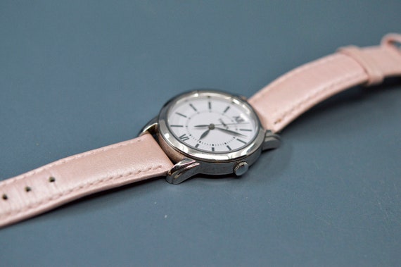 Timex, silver tone with white dial, pink bracelet… - image 2