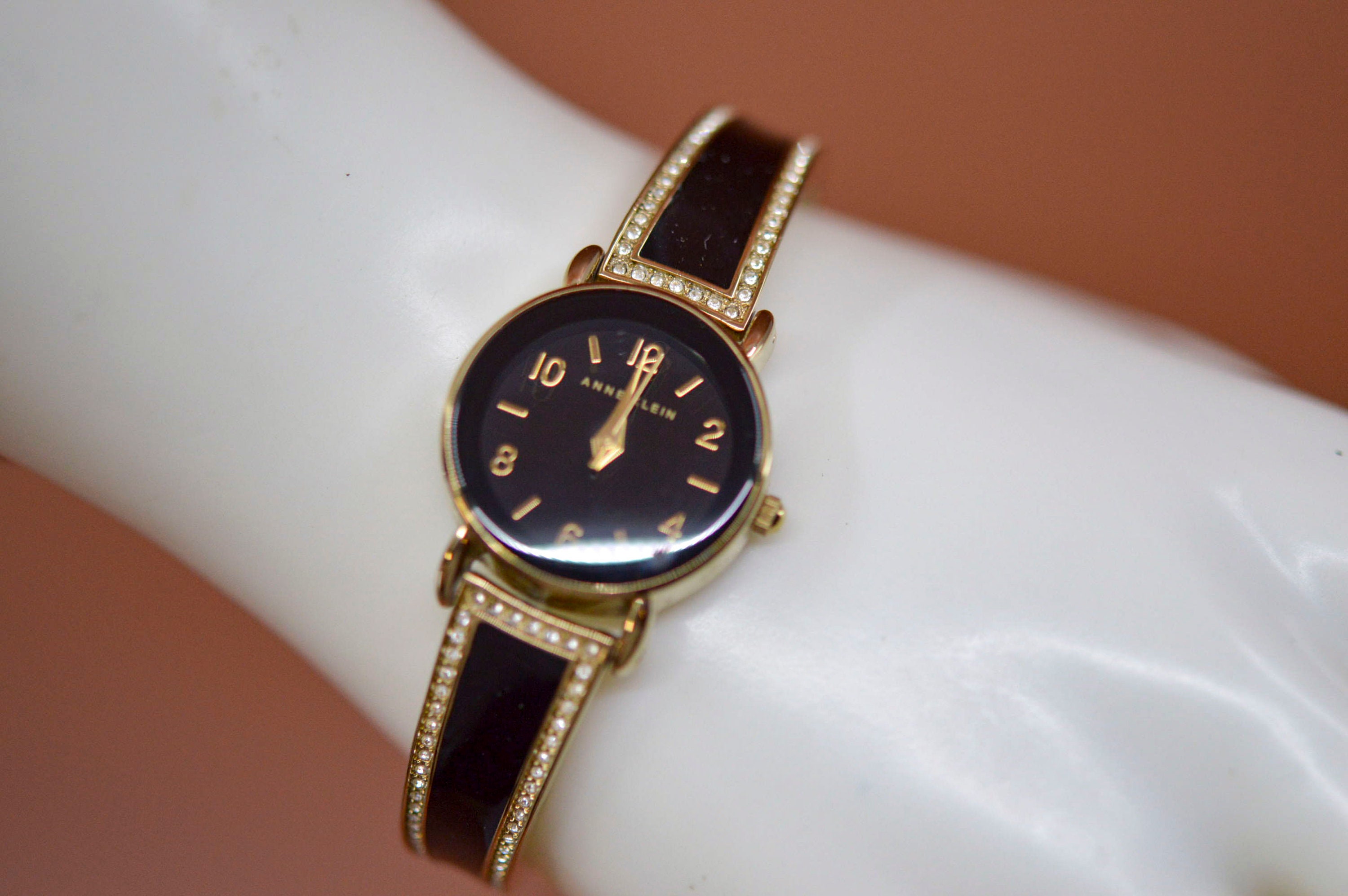 Anne Klein , Black and Gold Tone, Womens Fashion Watch - Etsy display picture 1