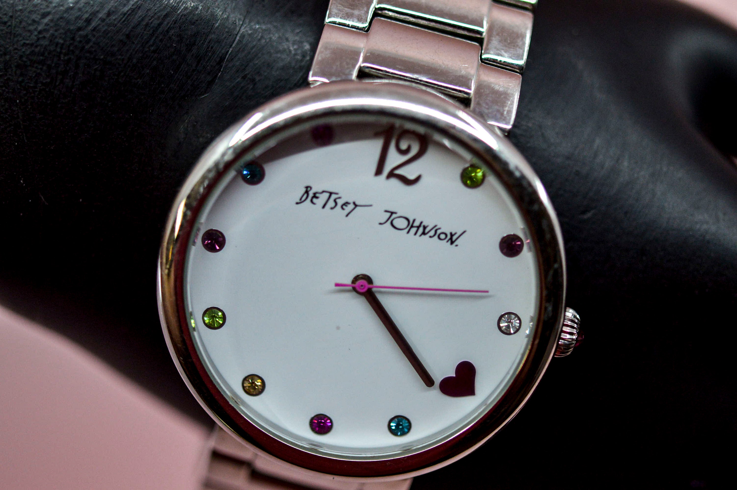 Vintage Betsey Johnson silver rhinestone cuff watch Vtg Betsy Johnson Crystal Cuff Bracelet Watch main image 2