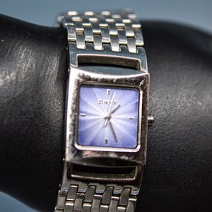 DKNY , silver tone with blue dial, womens, fashion watch
