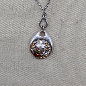 Silver tone with yellow crystal&#39;s women&#39;s pendant necklace