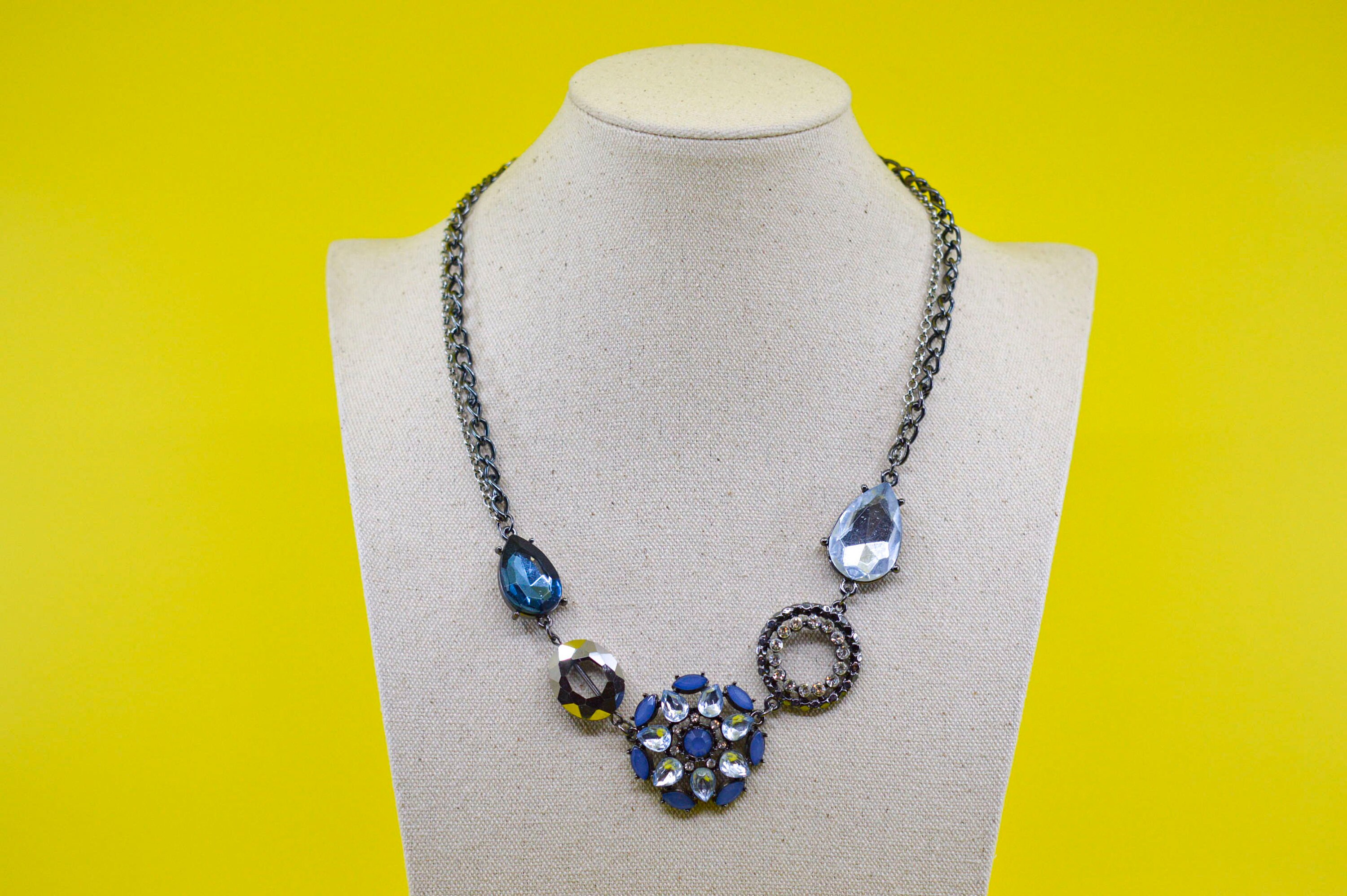 Blue tone with crystals womens, fashion necklace