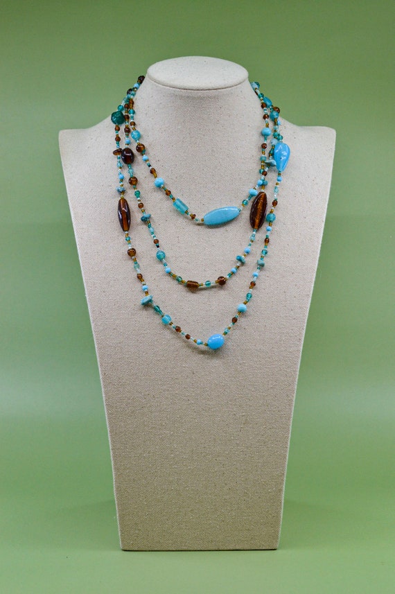 Blue tone, glaass beads, womens, fashion, long ne… - image 2