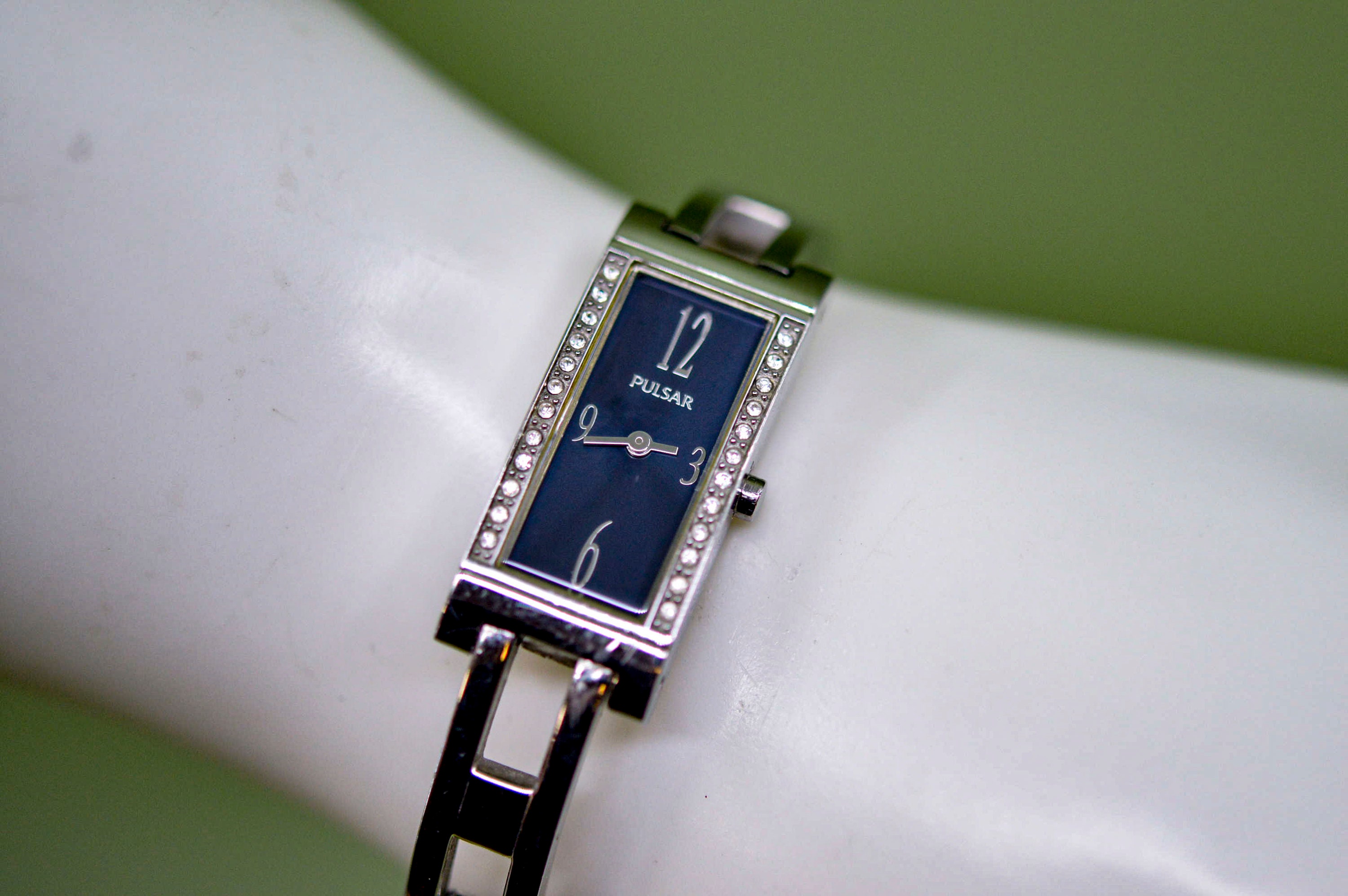 Pulsar Silver and Light Blue Crystal Watch 2000s Pulsar Quartz Marine Blue Dial Men main image 4