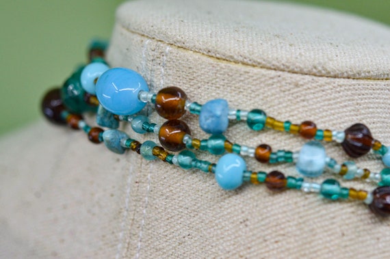 Blue tone, glaass beads, womens, fashion, long ne… - image 7