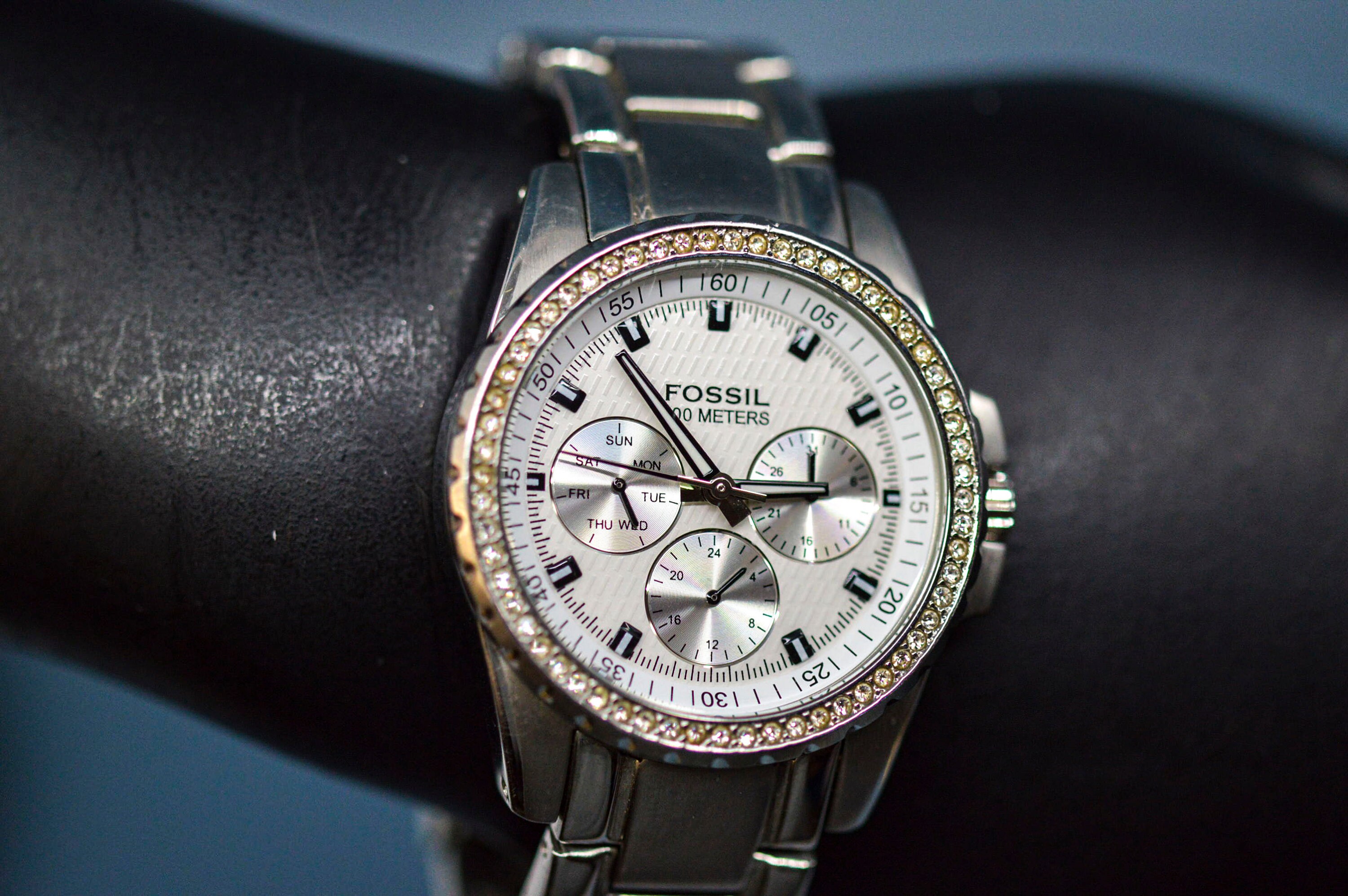 Fossil , Silver Tone With Crystals, Womens Watch - Etsy