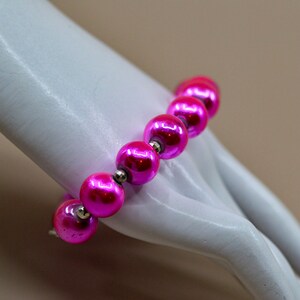 Pink and silver tone, womens, beaded, bracelet