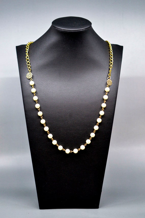 Gold tone with faux pearl beads, womens, long , f… - image 2