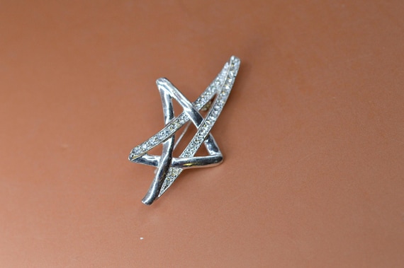 AK , siler tone with crystals, women's brooch View 4