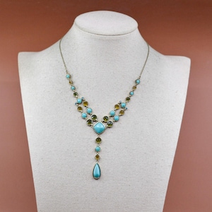 Gold and blue tone, women&#39;s fashion necklace