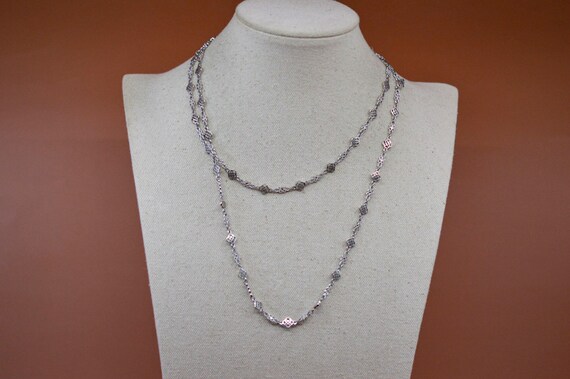 Silver tone, womens fashion , long necklace, 36 i… - image 1