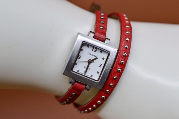 Tokyo Bay, silver tone with white dial, red , wra… - image 8