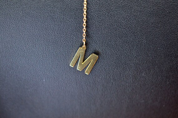 J and S , gold tone, womens, fashion "M" necklace… - image 3