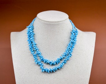 Ton bleu, femmes, collier de perles de mode, 16 pouces